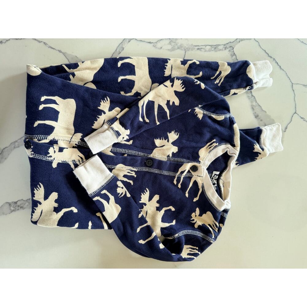Lazy One Kids Moose Flap Jack Onesie Pajamas - 3T Blue - Picture 2 of 6